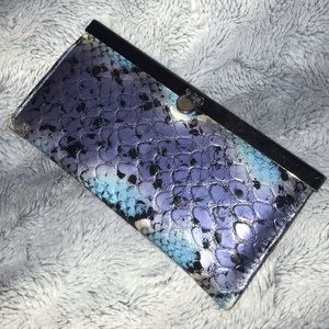 Snake print leather wallet